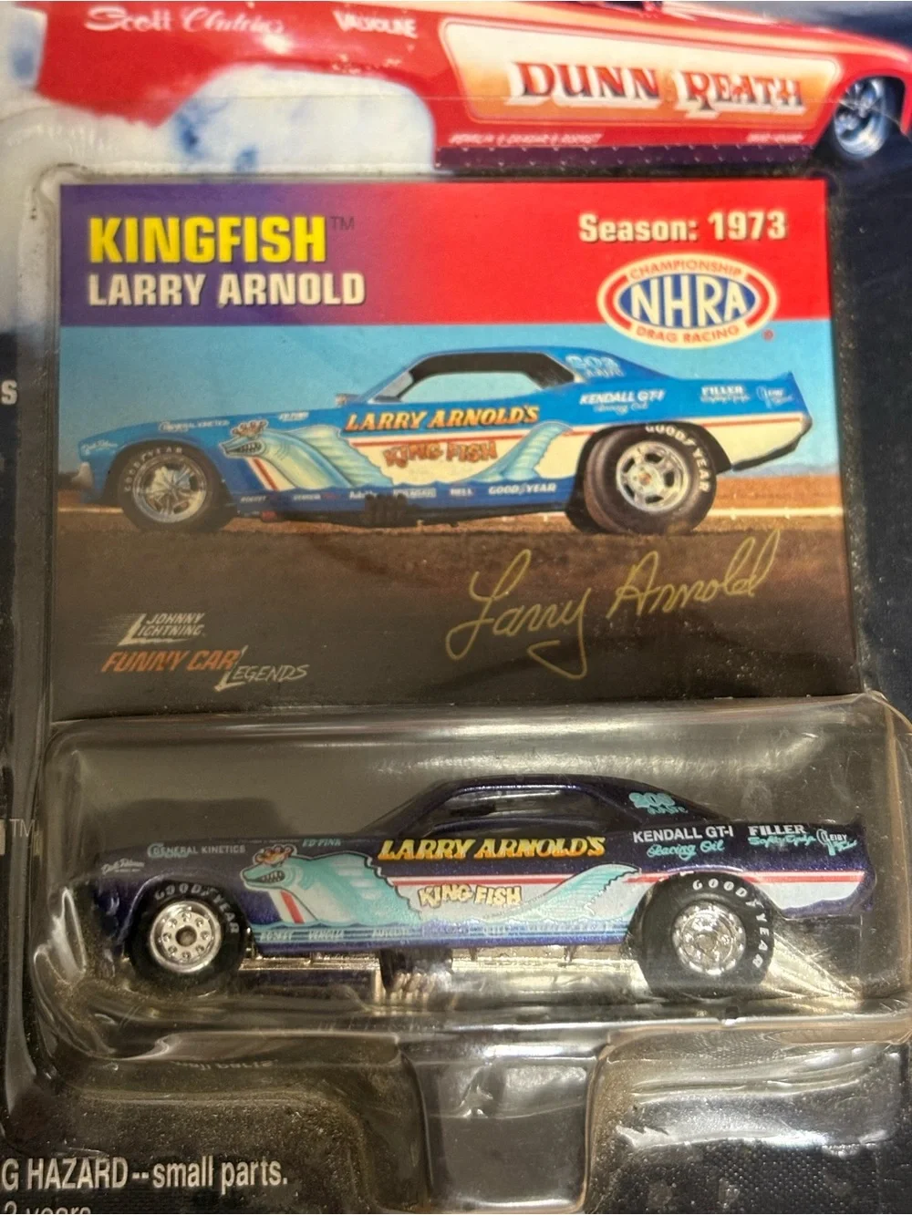 Johnny Lightning Kingfish Larry Arnold Funny Car Toy - Blue